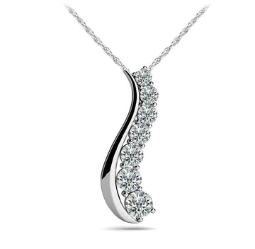 Solid Curve Diamond Journey Necklace Diamond  with 0.45 ct.(finished)