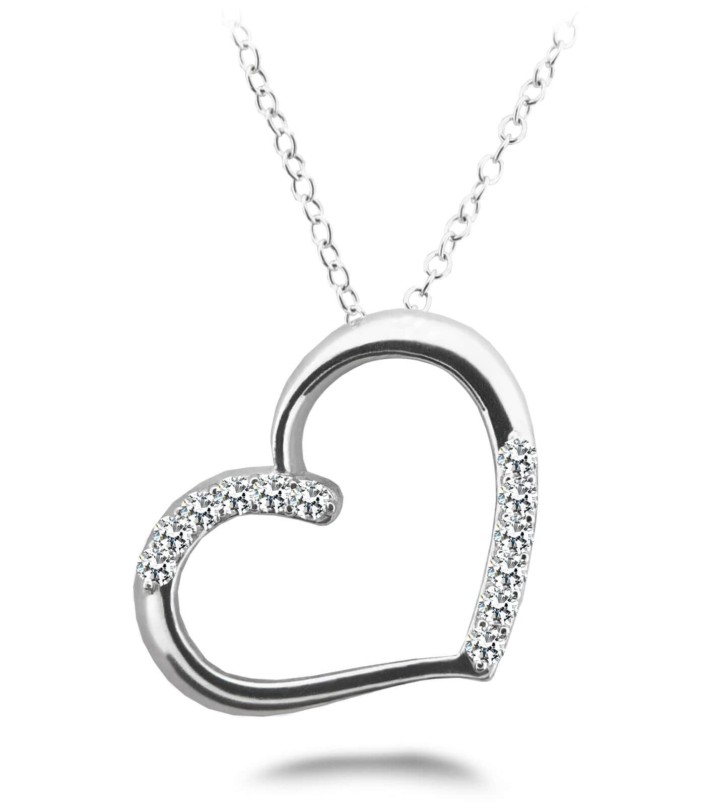 Diamond Detail Heart Pendant Diamond  with 0.24 ct.(finished) 1.7mm