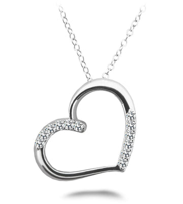 Diamond Detail Heart Pendant Lab-Grown Diamond  with 0.49 ct.(finished) 2.2mm