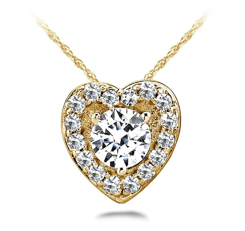 Diamond Center Heart Pendant Diamond  with 0.24 ct.(finished) 1mm, 3.5mm