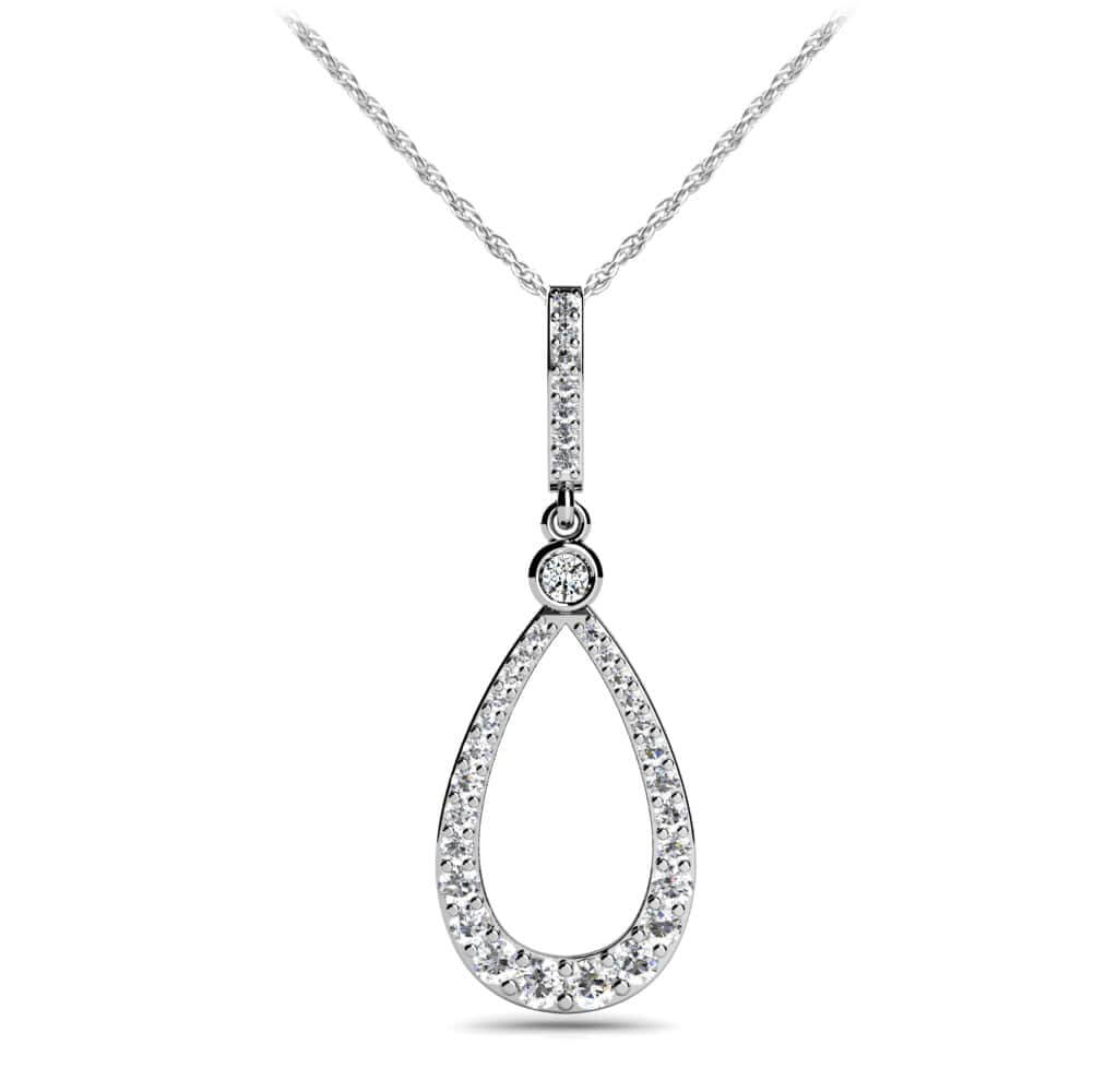 Diamond Lined Designer Teardrop Pendant Diamond  with 0.65 ct.(finished)