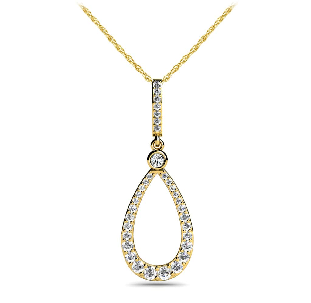 Diamond Lined Designer Teardrop Pendant Lab-Grown Diamond  with 0.65 ct.(finished)