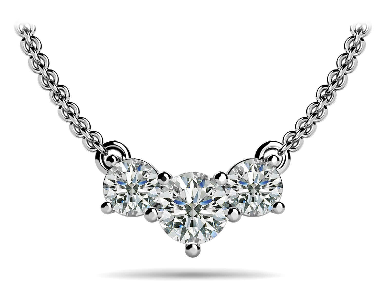 Three Stone Horizontal Diamond Pendant Lab-Grown Diamond  with 0.75 ct.(finished) 3.8mm, 4.5mm