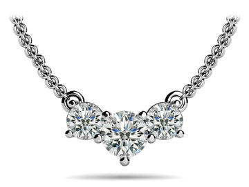 Three Stone Horizontal Diamond Pendant Lab-Grown Diamond  with 1.50 ct.(finished) 4.7mm, 5.5mm