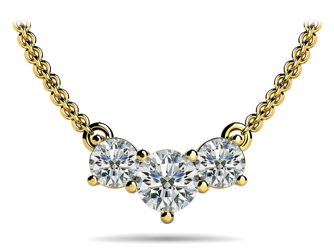 Three Stone Horizontal Diamond Pendant Lab-Grown Diamond  with 0.75 ct.(finished) 3.8mm, 4.5mm