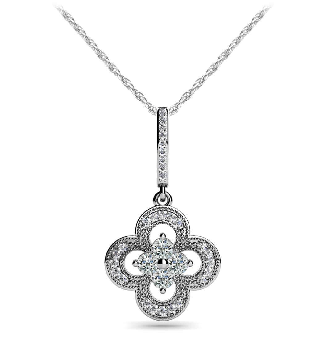 Lucky Four Diamond Pendant Lab-Grown Diamond  with 0.43 ct.(finished) 1.0mm, 2.6mm