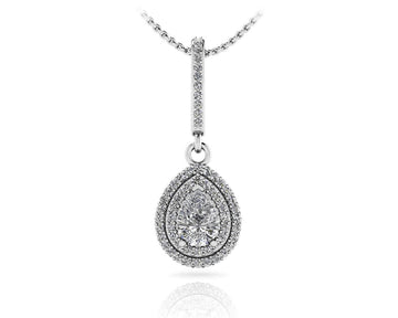 Vintage Teardrop Diamond Pendant Diamond  with 0.59 ct. (0.30 ct. center diamond)