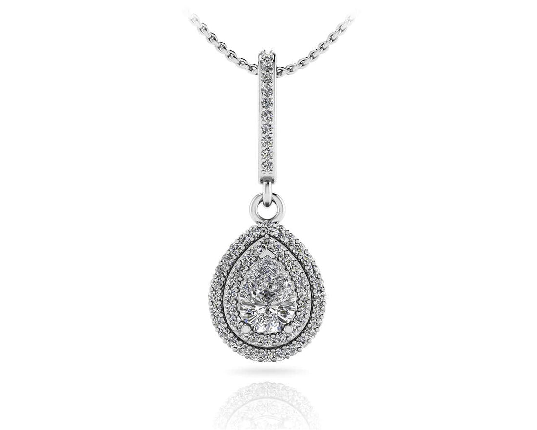 Vintage Teardrop Diamond Pendant Lab-Grown Diamond  with 0.82 ct. (0.50 ct. center diamond)