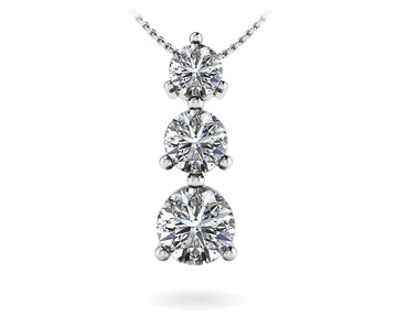 Three Prong 3 Stone Pendant Diamond  with 0.51 ct.(finished) 2.7mm, 3.4mm, 4.2mm