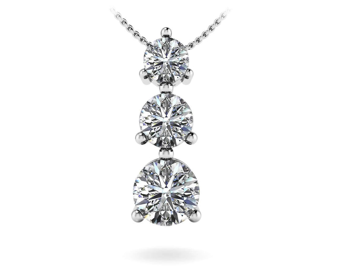 Three Prong 3 Stone Pendant Diamond  with 1.25 ct.(finished) 4mm, 4.7mm, 5.5mm