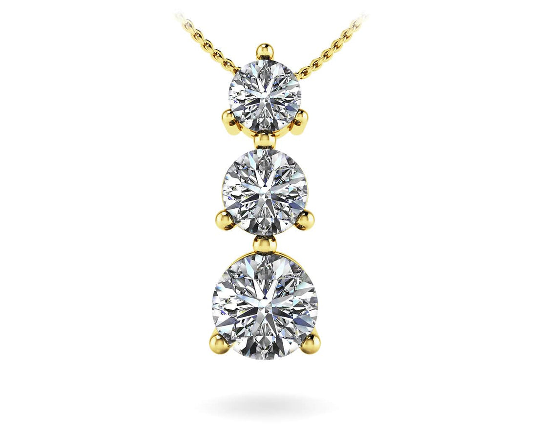 Three Prong 3 Stone Pendant Diamond  with 2.08 ct.(finished) 4.4mm, 5.7mm, 6.5mm