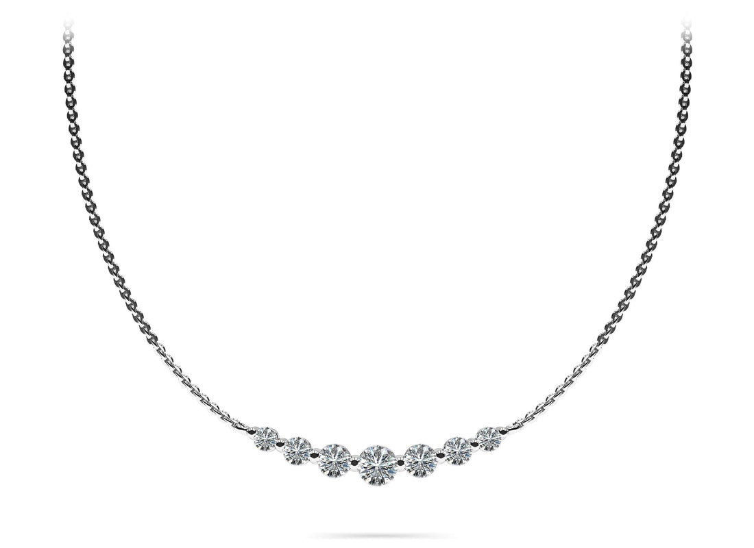 Seven Stone Graduated Chain Necklace Diamond  with 0.88 ct.(finished)