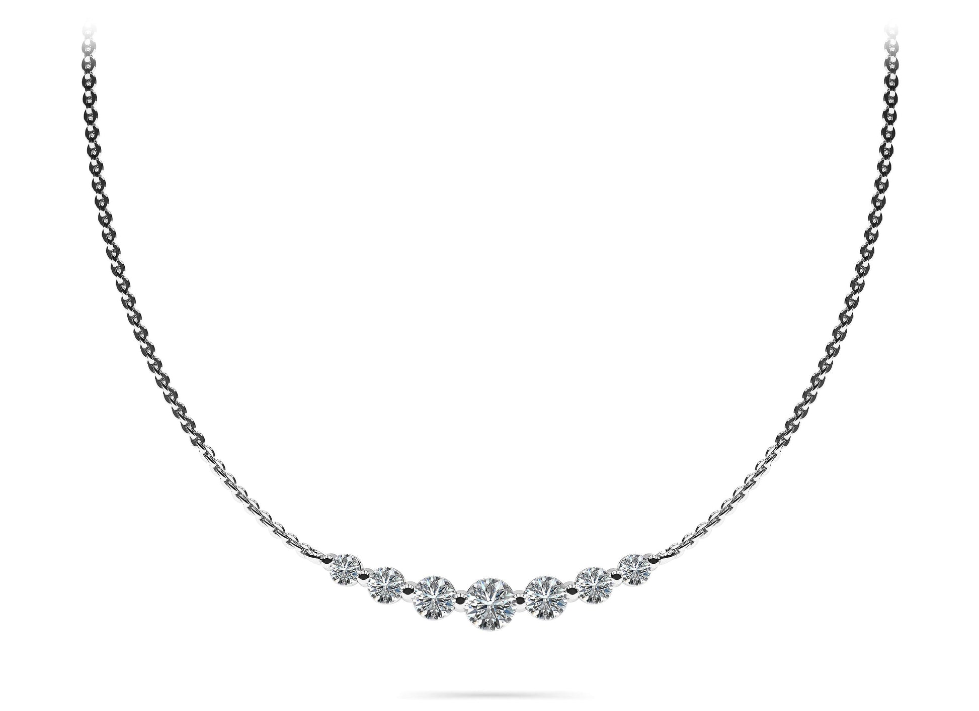 Seven Stone Graduated Chain Necklace Diamond  with 0.88 ct.(finished)