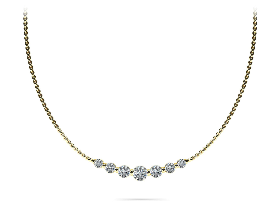 Seven Stone Graduated Chain Necklace Diamond  with 0.88 ct.(finished)