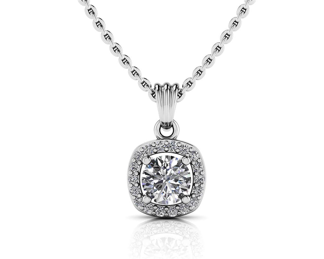 Everlasting Round Diamond Halo Surround Pendant Diamond  with 0.63 ct. (0.50 ct. center diamond)