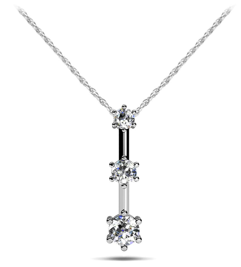 Triple Star 3 Stone Diamond Drop Pendant Diamond  with 0.51 ct.(finished) 2.7mm, 3.4mm, 4.2mm