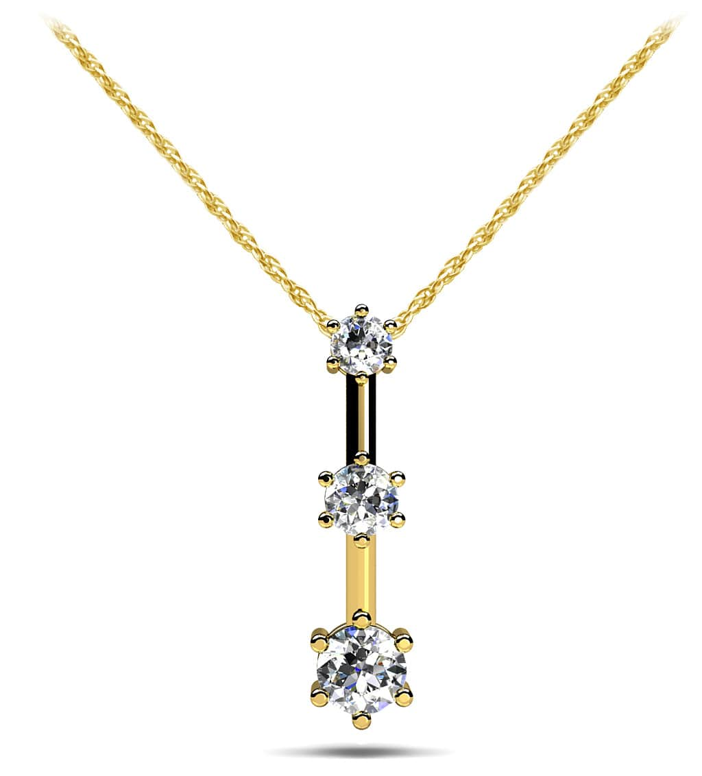 Triple Star 3 Stone Diamond Drop Pendant Lab-Grown Diamond  with 0.38 ct.(finished) 2.5mm, 3.1mm, 3.7mm