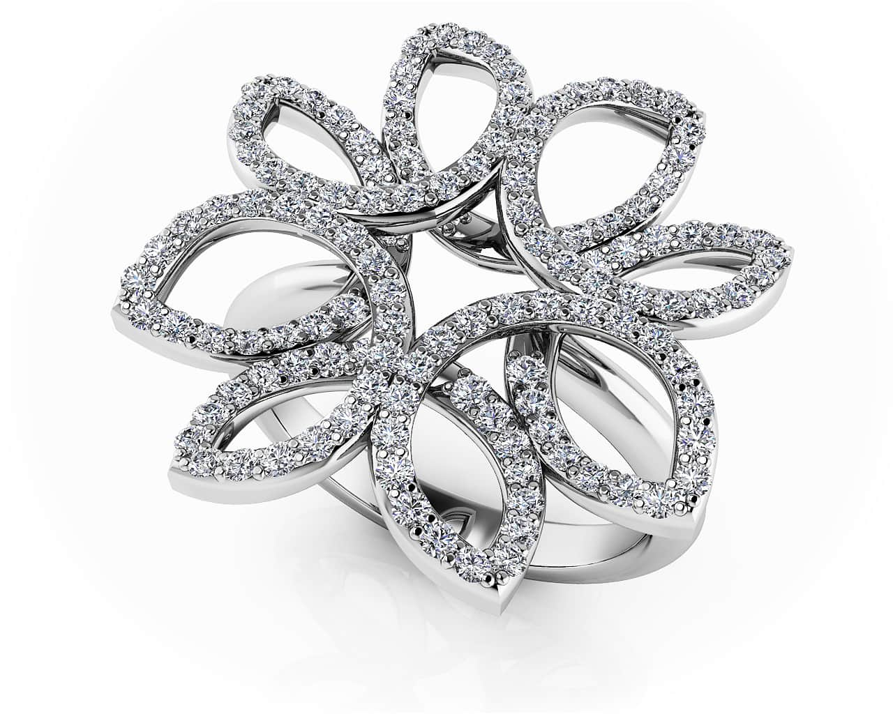 Bold Diamond Flower Ring In Lab-Grown Diamond  with 0.68 ct.(finished) 1mm, 1.1mm, 1.2mm