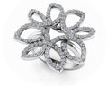 Bold Diamond Flower Ring In Diamond  with 0.68 ct.(finished) 1mm, 1.1mm, 1.2mm