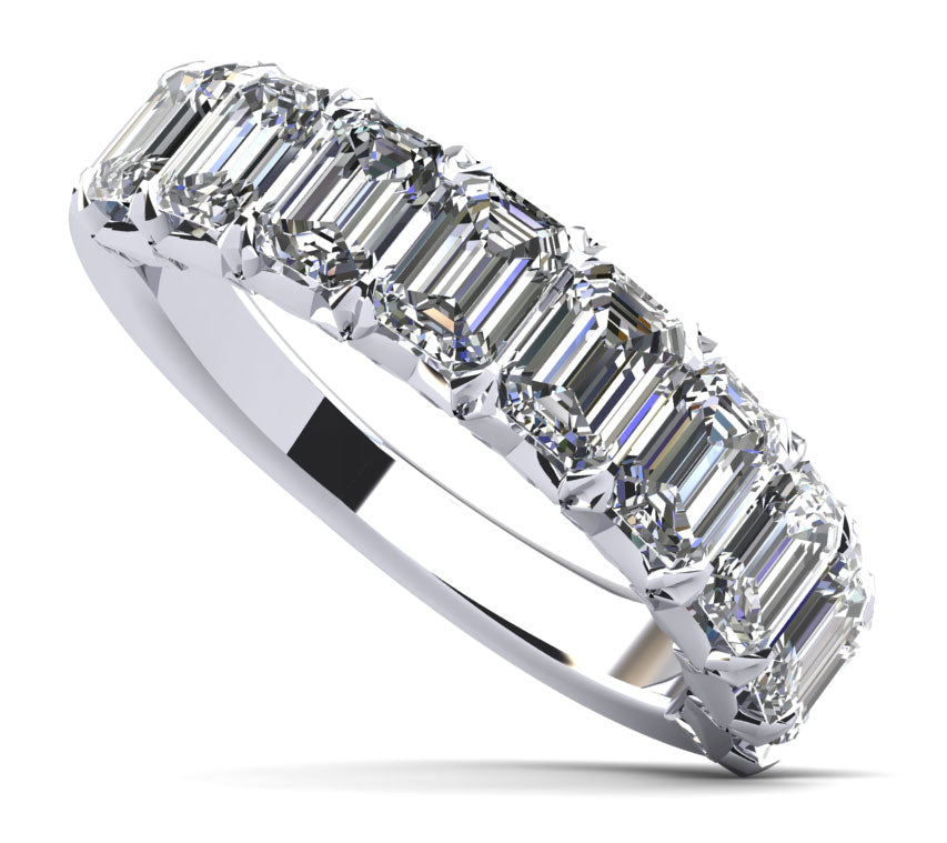 Crown Emerald Cut Diamond Anniversary Ring Lab-Grown Diamond  with 1.65 ct.(finished) 3.5x2.5mm