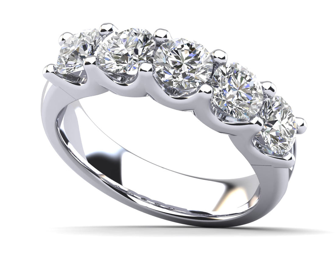 U Shape Five Stone Diamond Anniversary Ring Lab-Grown Diamond  with 1.00 ct.(finished) 3.75mm