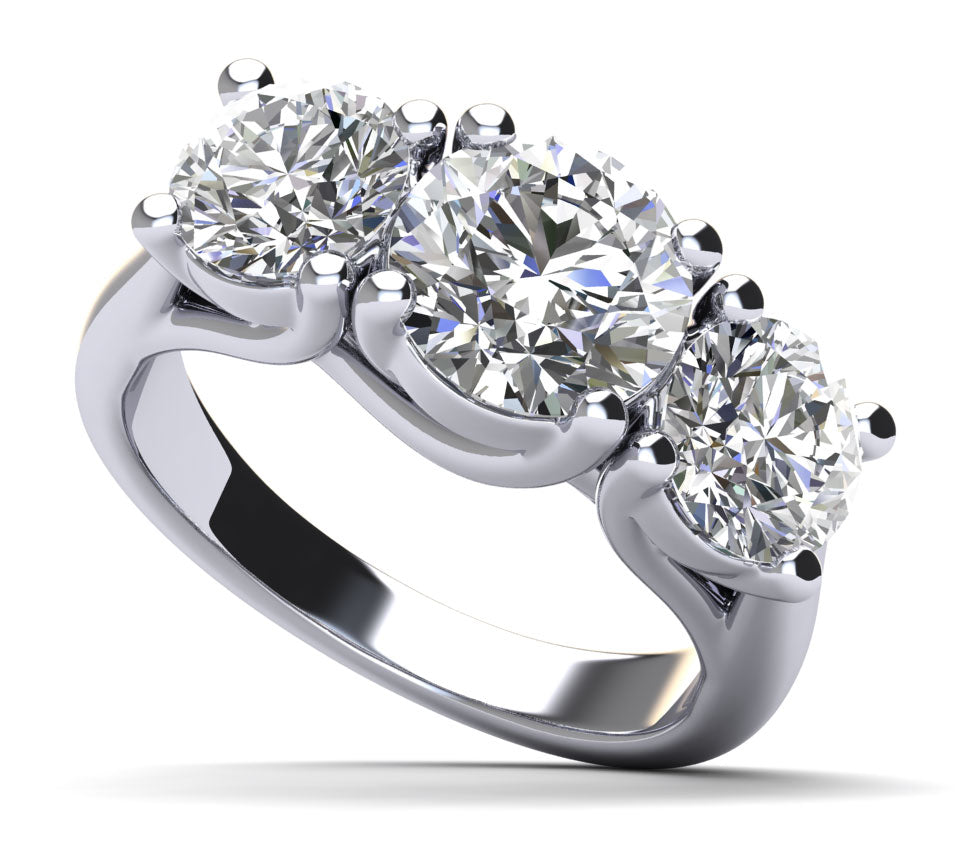 Three Stone Swirl Diamond Engagement Ring Lab-Grown Diamond  with 0.95 ct. (0.50 ct. center diamond)