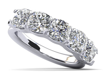 Five Stone Cushion Cut Diamond Anniversary Ring Lab-Grown Diamond  with 1.25 ct.(finished) 4mm