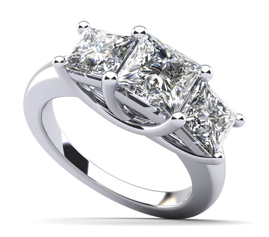 Princess Cut Swirl Three Stone Engagement Ring Lab-Grown Diamond  with 1.00 ct. (0.50 ct. center diamond)