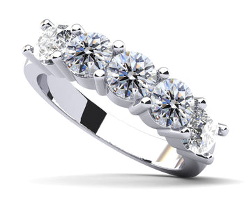 Classic Five Diamond Anniversary Ring Lab-Grown Diamond  with 1.50 ct.(finished) 4.25mm