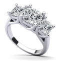 Cushion Cut Three Stone Diamond Ring Lab-Grown Diamond  with 6.00 ct. (3.00 ct. center diamond)