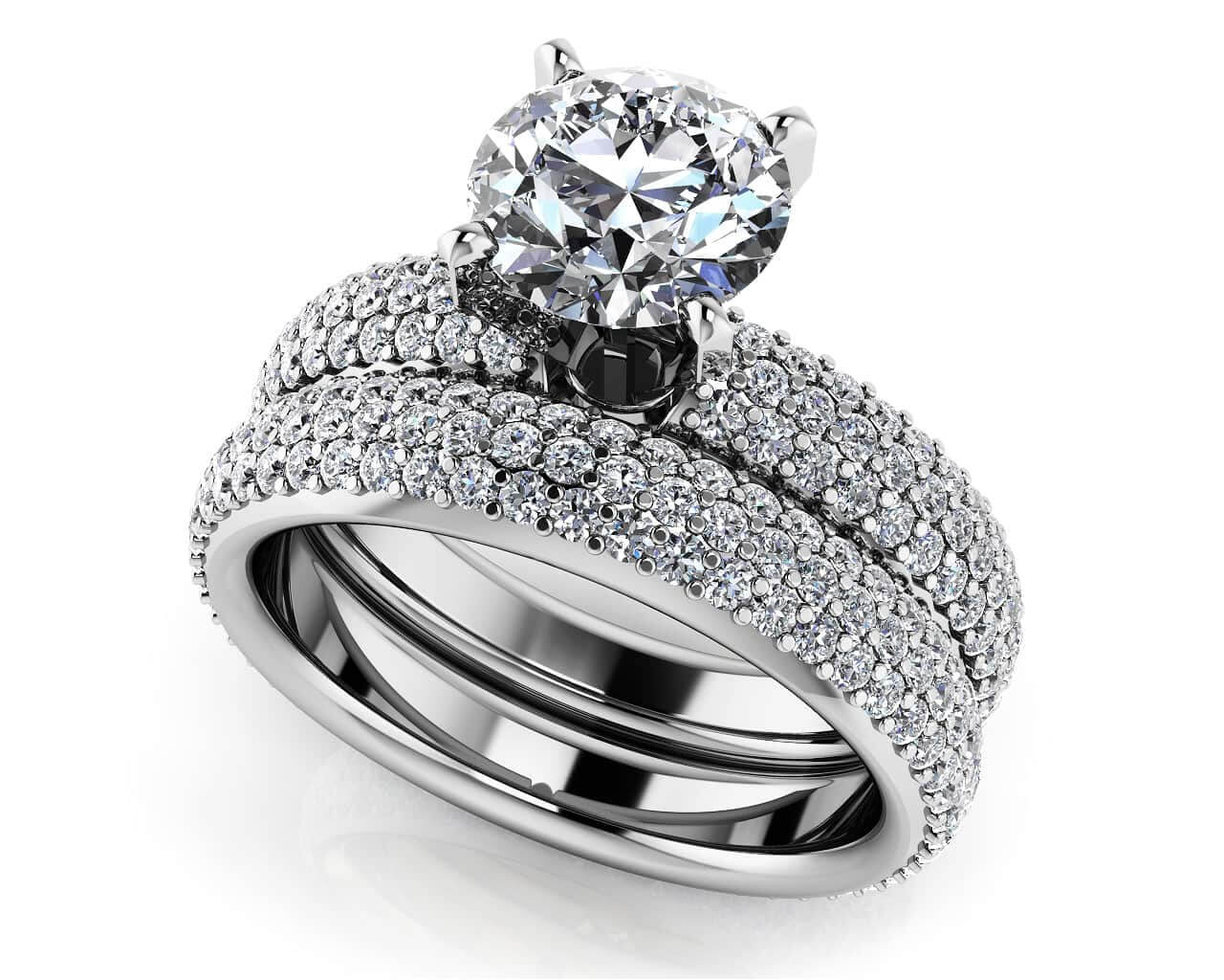 Eternally Yours Four Prong Matching Bridal Set Diamond  with 3.18 ct. (1.00 ct. center diamond)