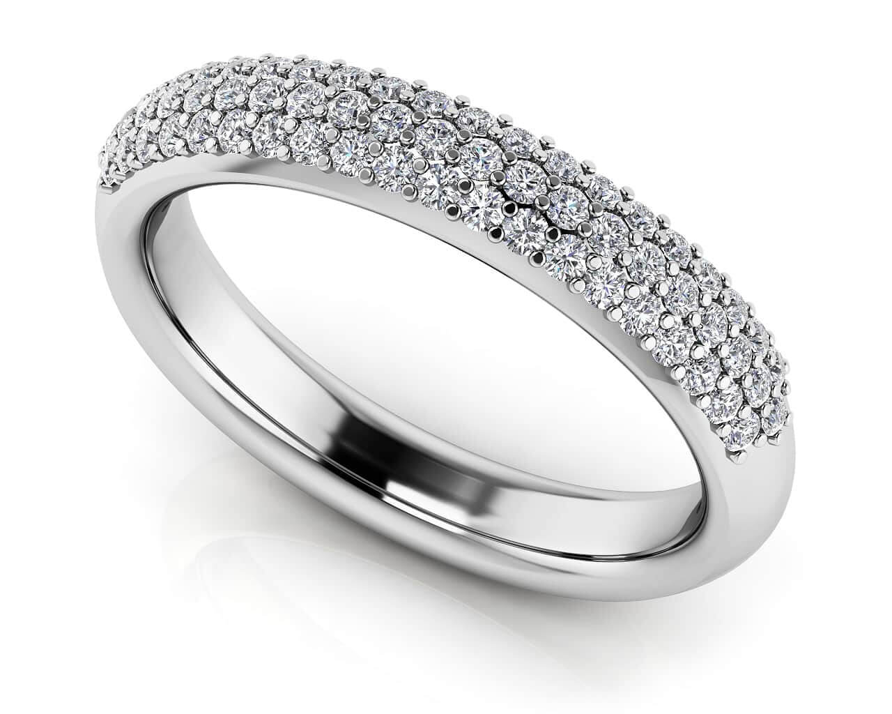 Triple Row Diamond Pave Wedding Ring Lab-Grown Diamond  with 0.51 ct.(finished) 1.1mm