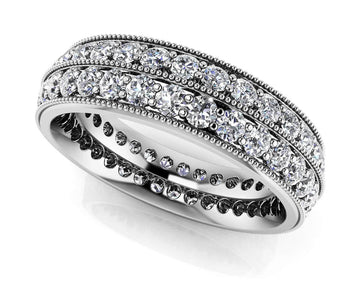 Milgrain Edge Double Row Eternity Diamond Ring Lab-Grown Diamond  with 1.98 ct.(finished) 2.0mm