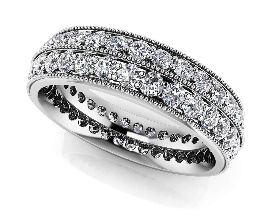 Milgrain Edge Double Row Eternity Diamond Ring Lab-Grown Diamond  with 1.54 ct.(finished) 1.7mm