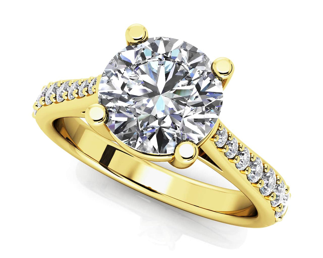 Timeless Round Engagement Ring With Side Diamonds Lab-Grown Diamond  with 0.49 ct. (0.25 ct. center diamond)