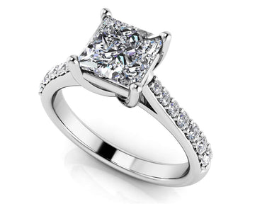 Timeless Princess Cut Engagement Ring Lab-Grown Diamond  with 0.49 ct. (0.25 ct. center diamond)