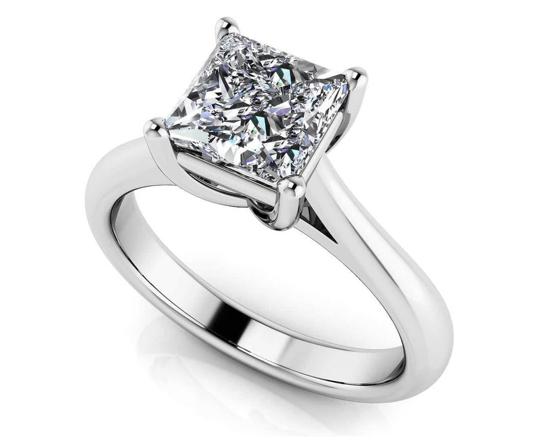 Princess Cut Solitaire Diamond Engagement Ring Diamond  with 0.50 ct.(finished) 4.5mm