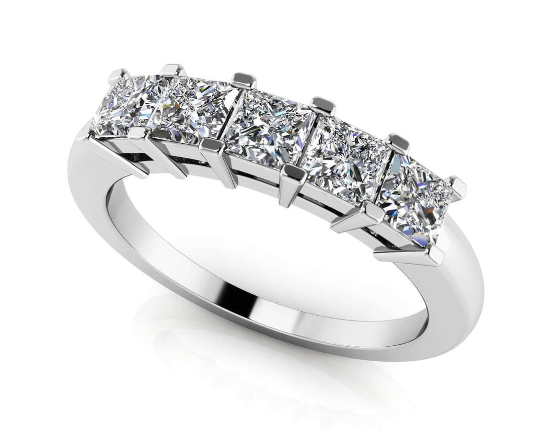 Princess Cut 5 Stone Anniversary Ring Lab-Grown Diamond  with 0.50 ct.(finished) 2.5mm