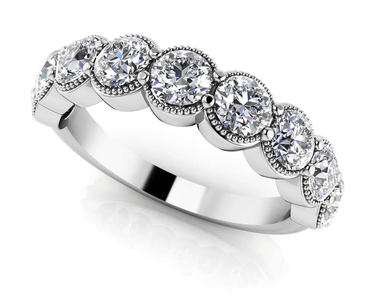 Round Milgrain Diamond Anniversary Ring Lab-Grown Diamond  with 0.66 ct.(finished) 2.5mm