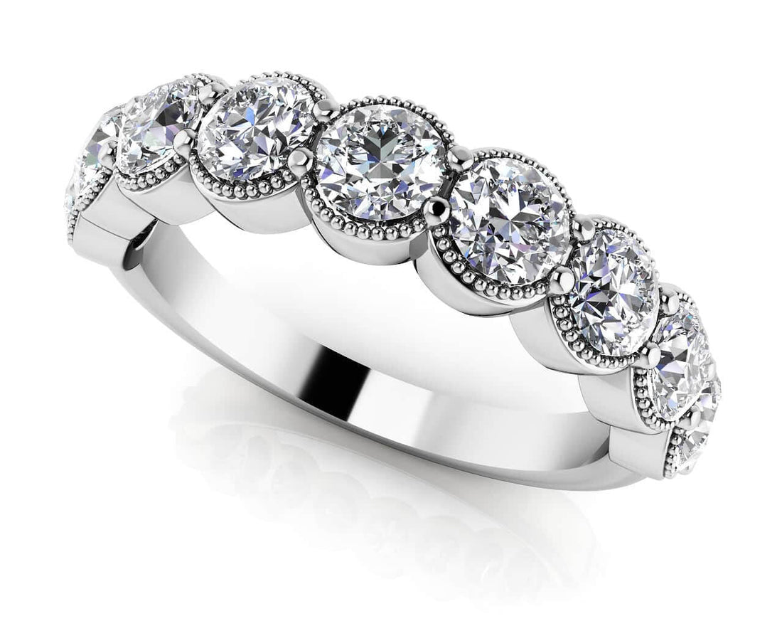 Round Milgrain Diamond Anniversary Ring Diamond  with 0.66 ct.(finished) 2.5mm