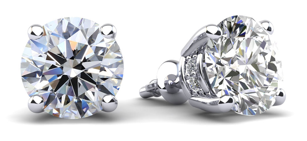 Brilliant Stud Earrings with Side Diamonds Lab-Grown Diamond  with 3.11 ct. (2X1.50 ct. center diamonds)