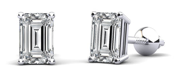 Classic Emerald Cut Diamond Stud Earrings Lab-Grown Diamond  with 1.40 ct.(finished) 6x4mm