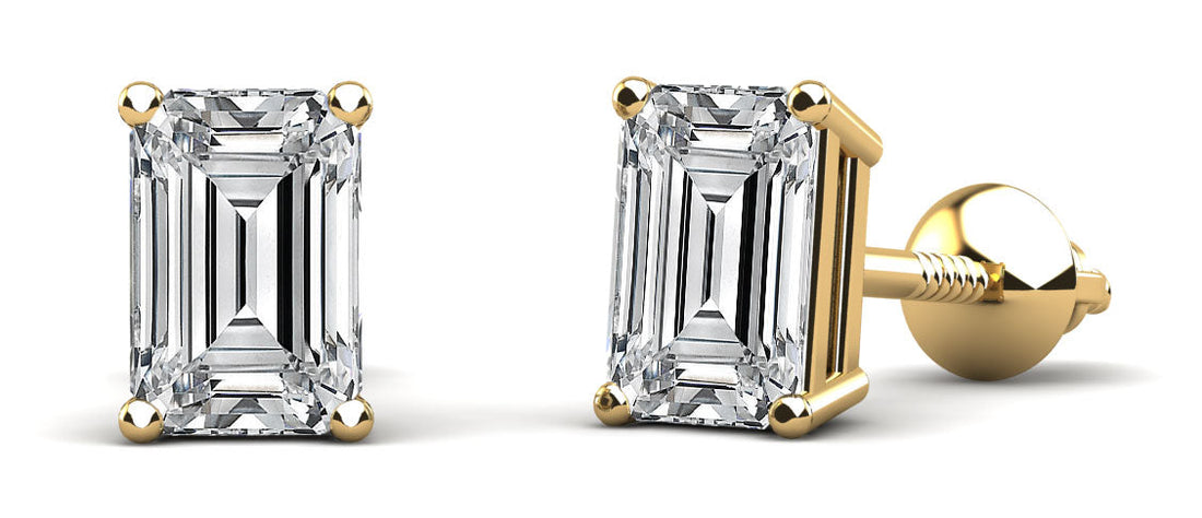 Classic Emerald Cut Diamond Stud Earrings Lab-Grown Diamond  with 2.00 ct.(finished) 7x5mm