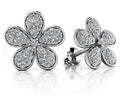 Diamond Flower Stud Earrings Lab-Grown Diamond  with 0.44 ct.(finished) 1mm, 1.1mm, 1.2mm