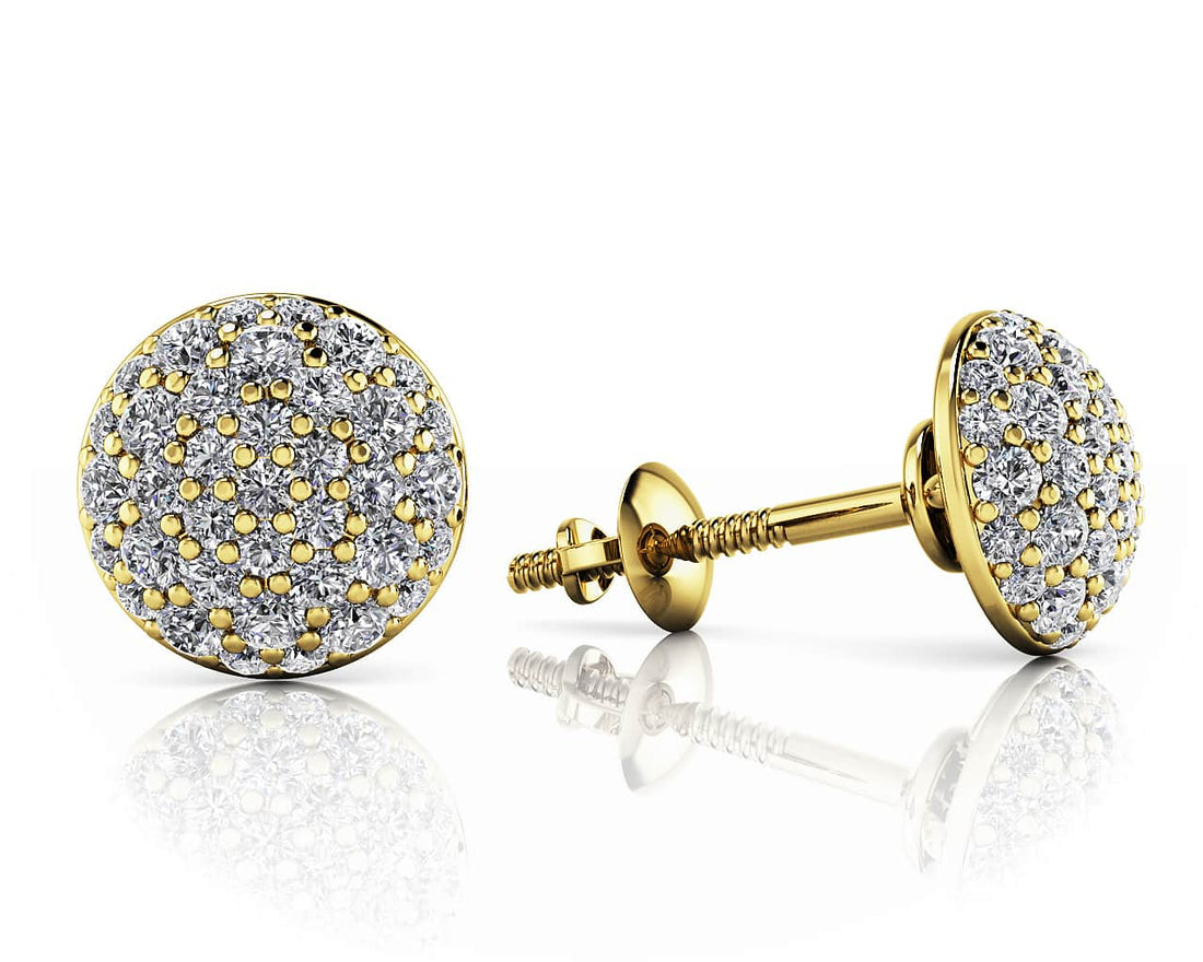 Pave Set Diamond Earrings Diamond  with 0.51 ct.(finished) 1mm, 1.1mm, 1.3mm