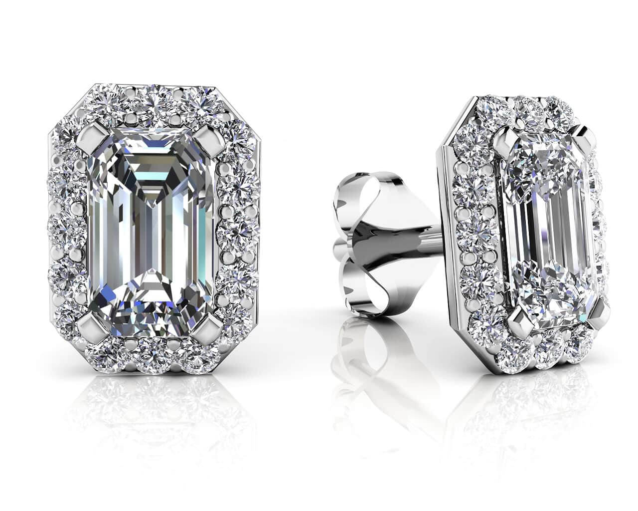 Finishing Touch Diamond Emerald Cut Halo Earrings Lab-Grown Diamond  with 1.60 ct. (2X0.70 ct. center diamonds)