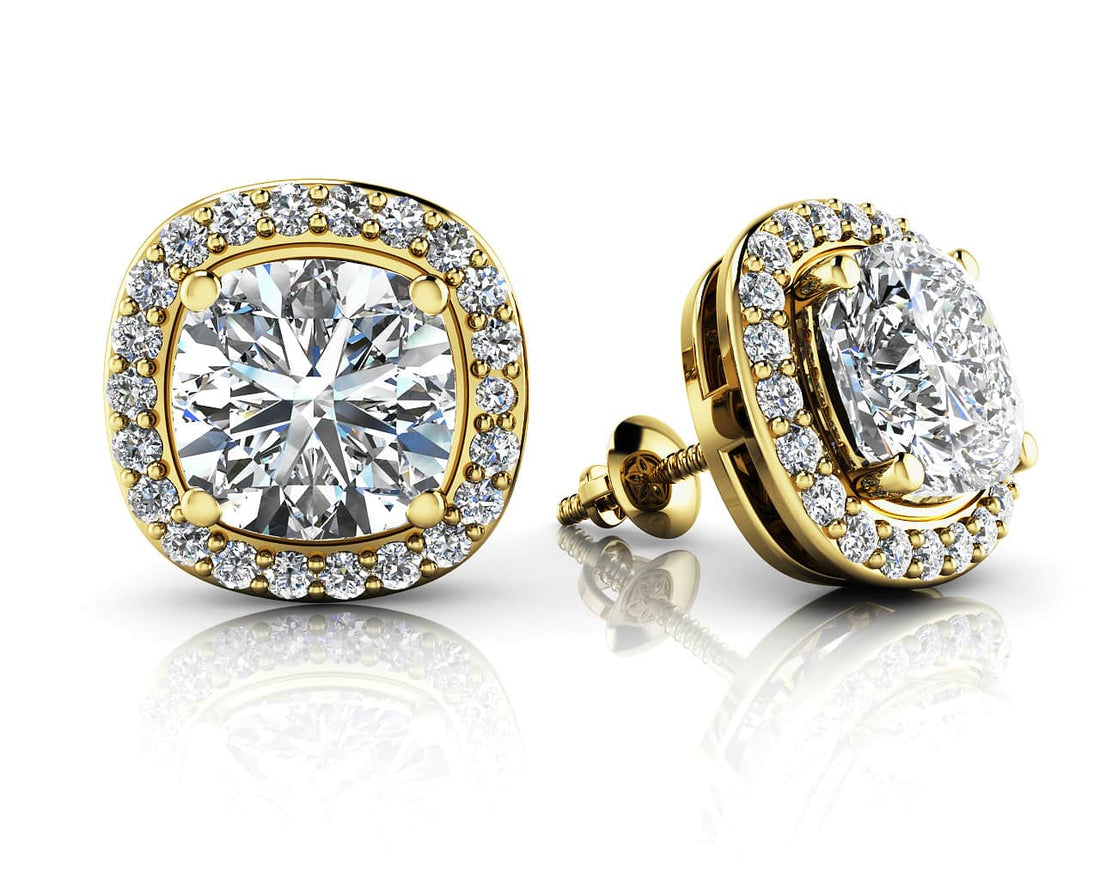 Ravishing Cushion Cut Diamond Studs Diamond  with 1.22 ct. (2X0.50 ct. center diamonds)