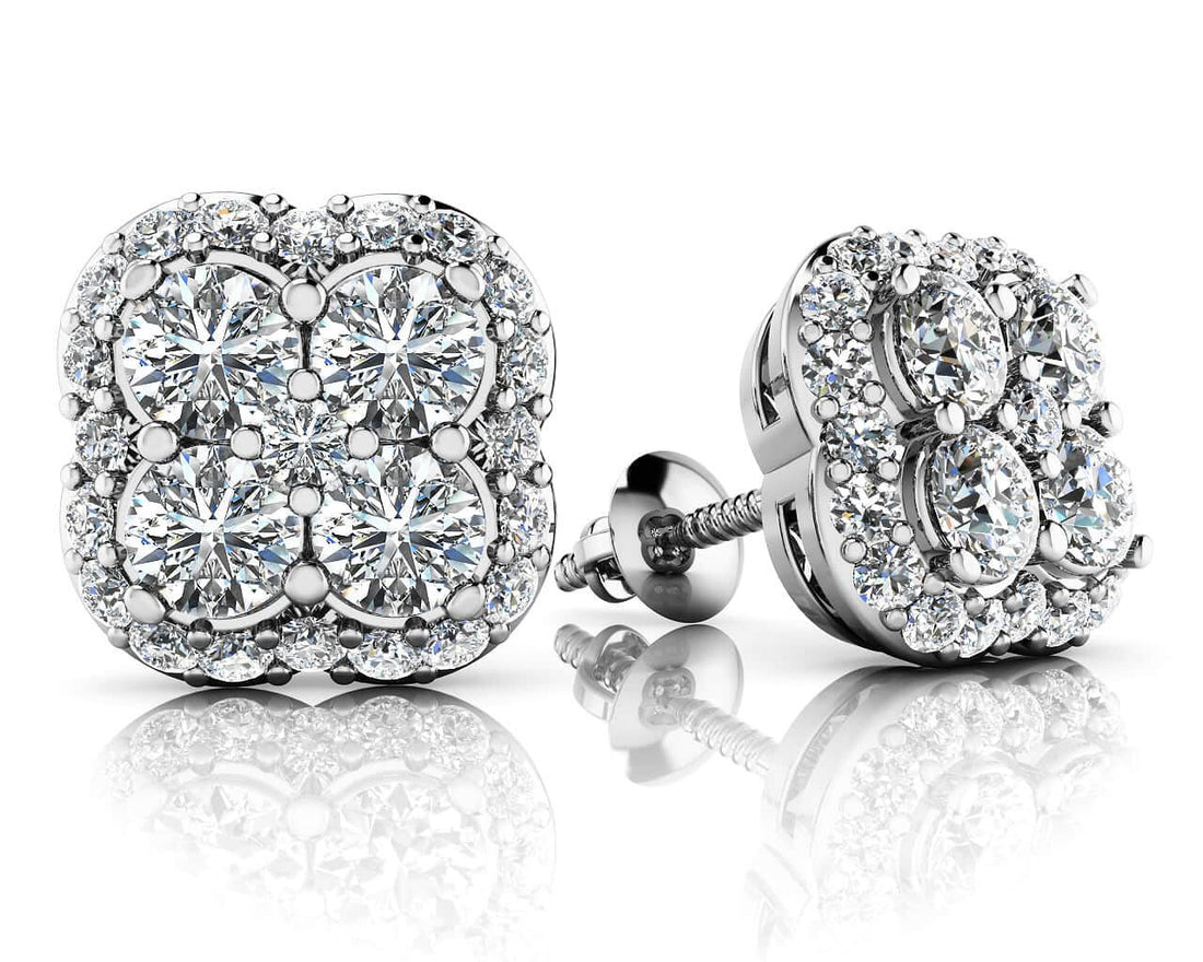 Lucky In Love Designer Stud Earrings Lab-Grown Diamond  with 1.03 ct.(finished) 1mm, 2.9mm