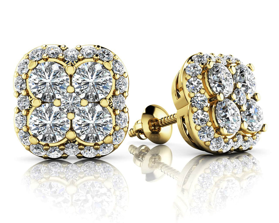 Lucky In Love Designer Stud Earrings Lab-Grown Diamond  with 1.03 ct.(finished) 1mm, 2.9mm