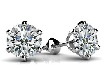 Classic Six Prong Diamond Stud Earrings Diamond  with 1.26 ct.(finished) 5.4mm